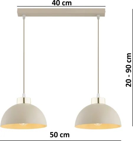 Brilagi - Kábeles csillár MOON 2xE27/60W/230V bézs/arany