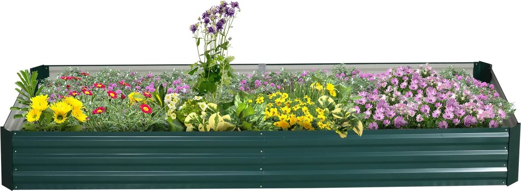Outsunny Acél Emelt Ágyás, Ültetőláda Hidegkeret Kertágyás, Összekapcsolható Ültetőláda Virágcserép Zöldségágyás 241x90.5x30cm Kert Teraszos, Virágokh