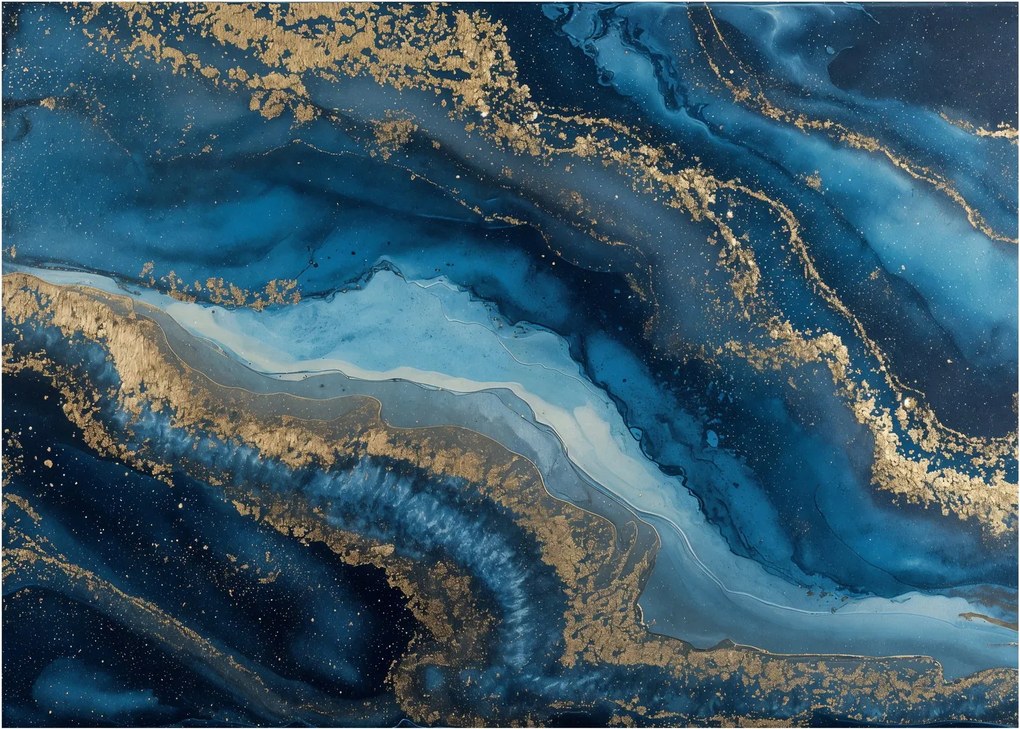 Üveg kép - Kék márvány absztrakció (70x50 cm)