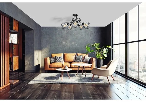 Felületre szerelhető csillár KARO 5xE27/15W/230V fekete