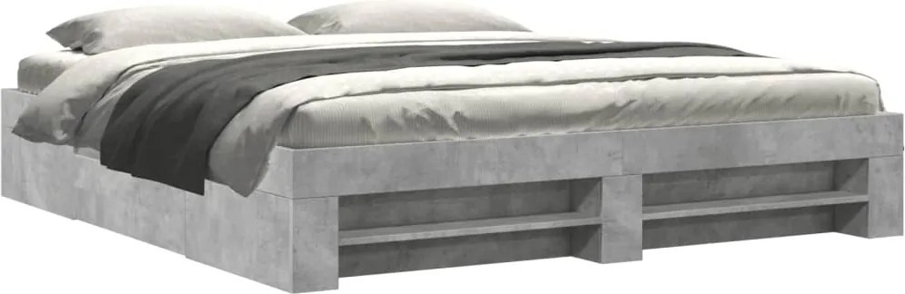 vidaXL betonszürke szerelt fa ágykeret 200 x 200 cm