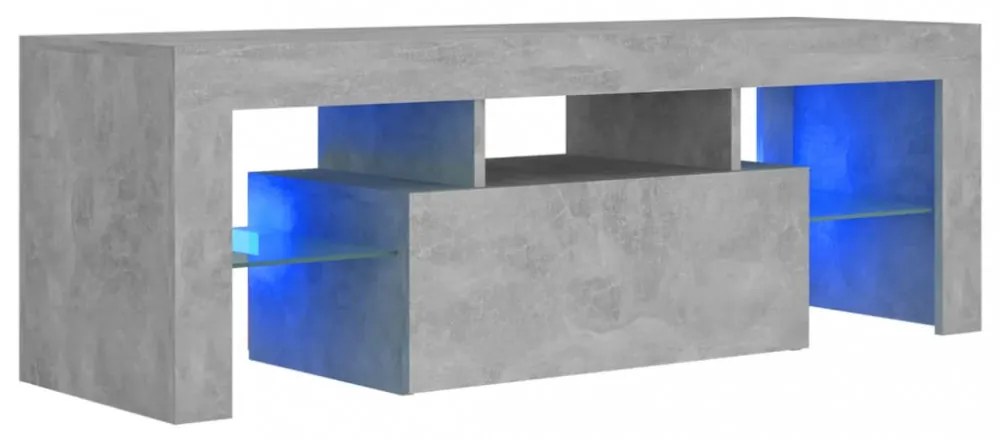 betonszürke TV-szekrény LED-lámpákkal 120 x 35 x 40 cm
