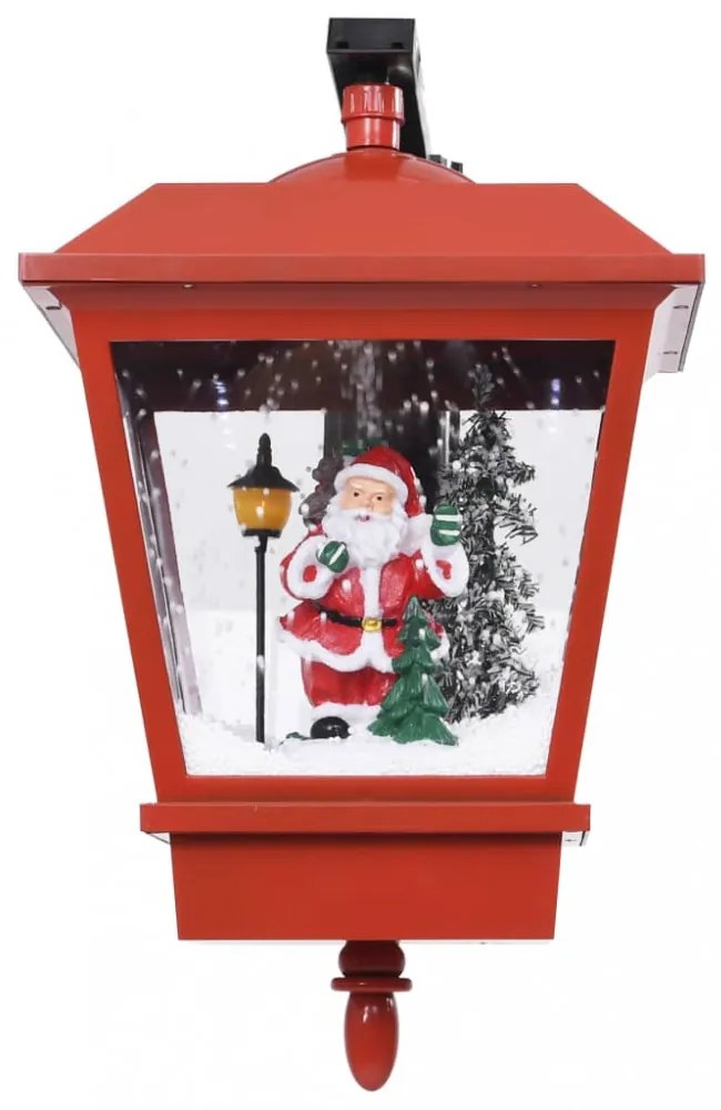 piros karácsonyi fali lámpa LED-ekkel és Mikulással 40x27x45 cm