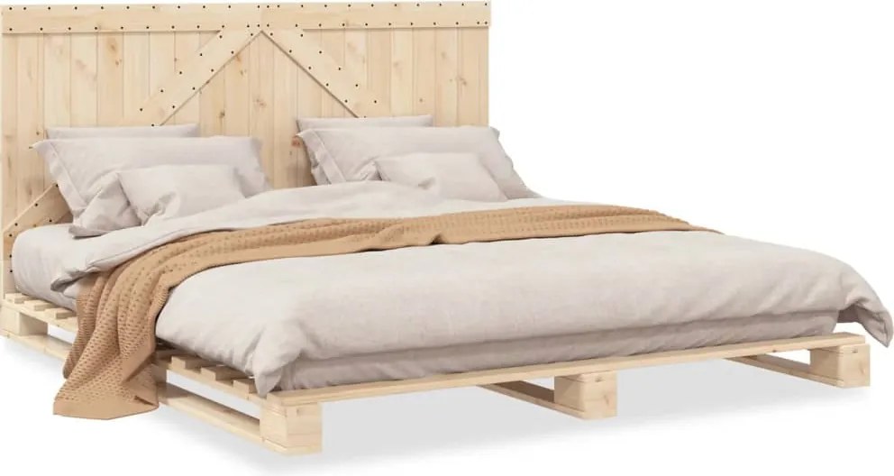 vidaXL tömör fenyőfa ágykeret fejtámlával 200 x 200 cm