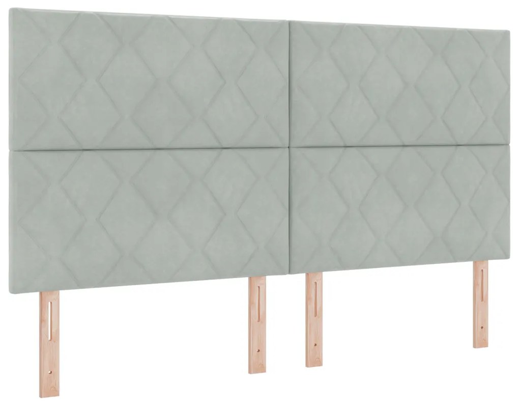 Boxspring Ágy Matrac Kép Szürke 180x200 cm Bársony