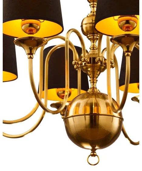 Jupiter 1952 - Csillár láncon BATUMI 8xE27/40W/230V fekete/sárgaréz