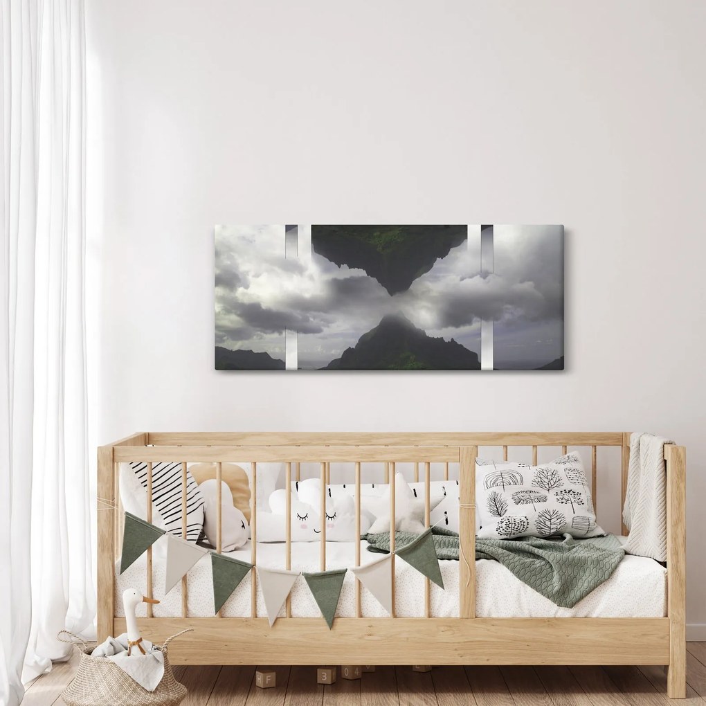 Kép - Hegyek Izlandon, geometrikus kollázs (120x50 cm)