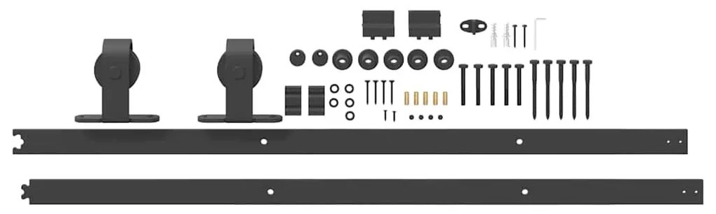fekete acél tolóajtó fémszerelék készlet 213 cm