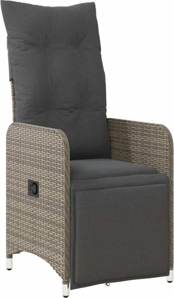 vidaXL szürke polyrattan dönthető kerti szék párnákkal