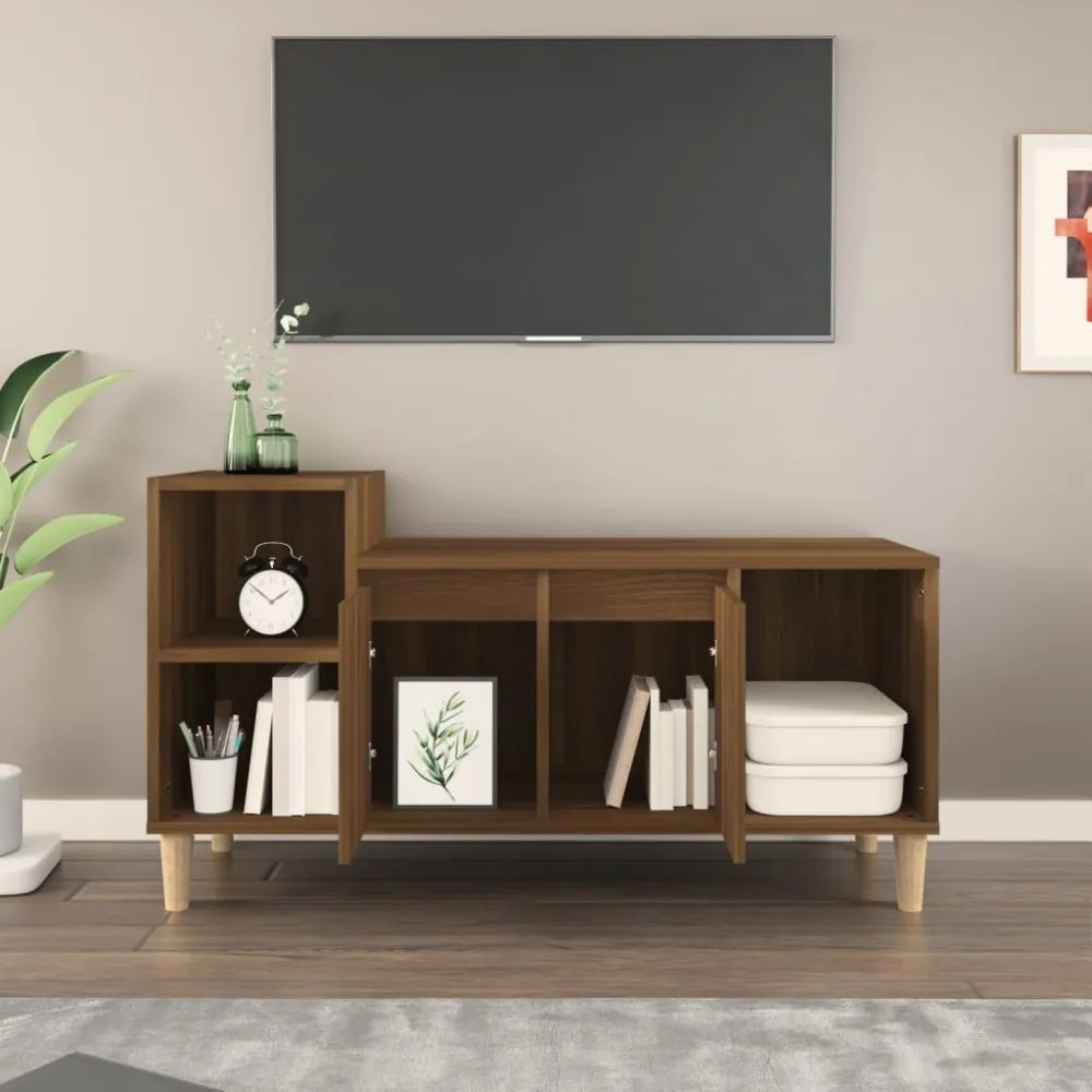 barna tölgyszínű szerelt fa TV-szekrény 100x35x55 cm