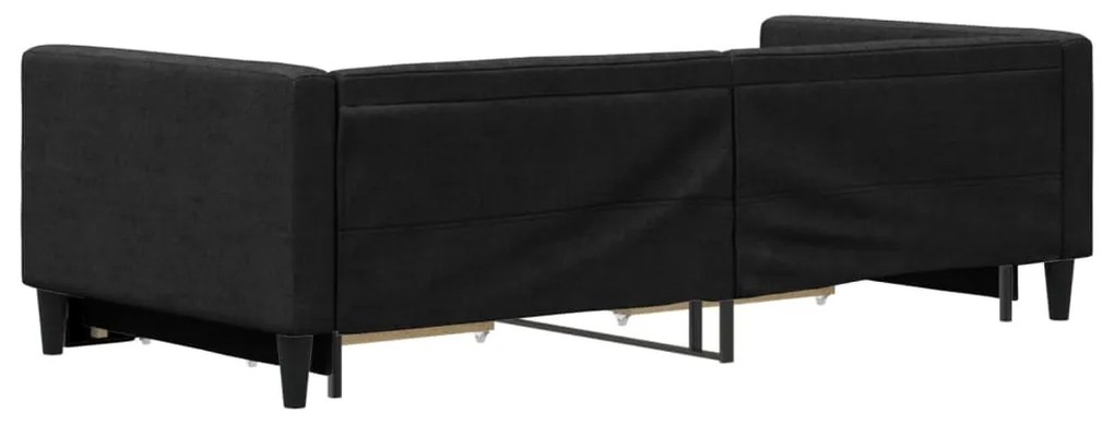 fekete kihúzható szövet heverő fiókkal 90 x 190 cm