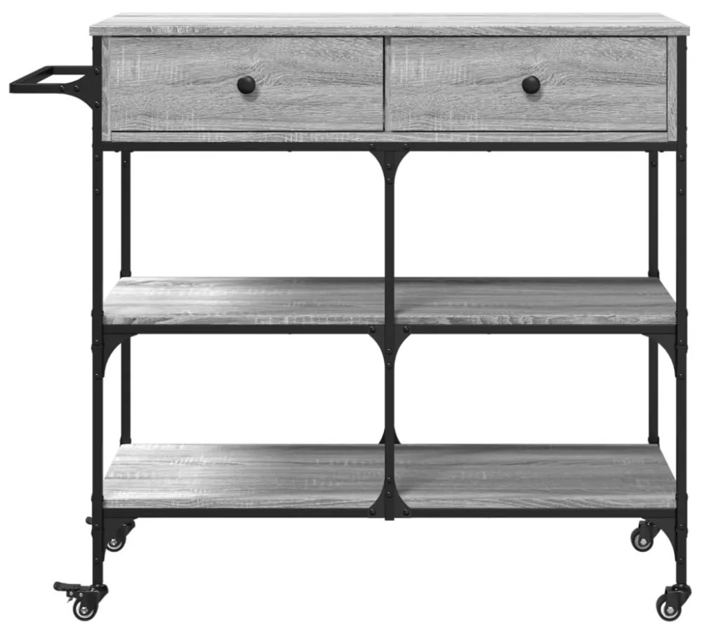 szürke sonoma szerelt fa zsúrkocsi 105 x 42 x 95 cm