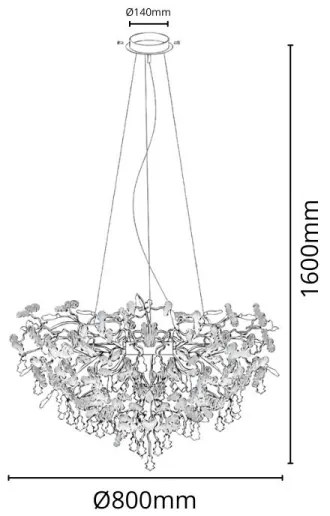 Kristály csillár zsinóron 13xG9/40W/230V króm