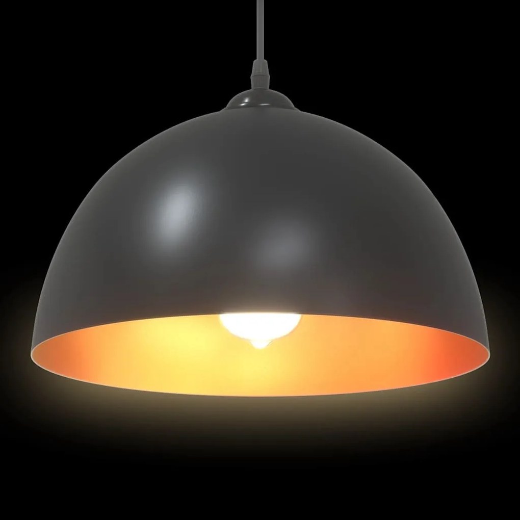 függőlámpák 2 db Állítható magasságú E27 fekete Ø 30 cm Fém