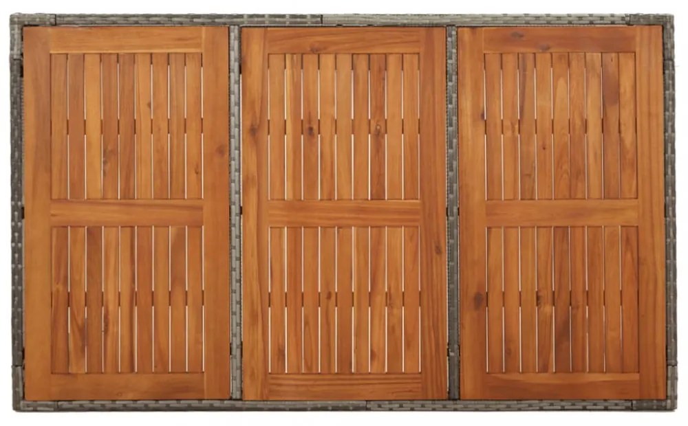 szürke polyrattan falapos kerti asztal 150 x 90 x 75 cm