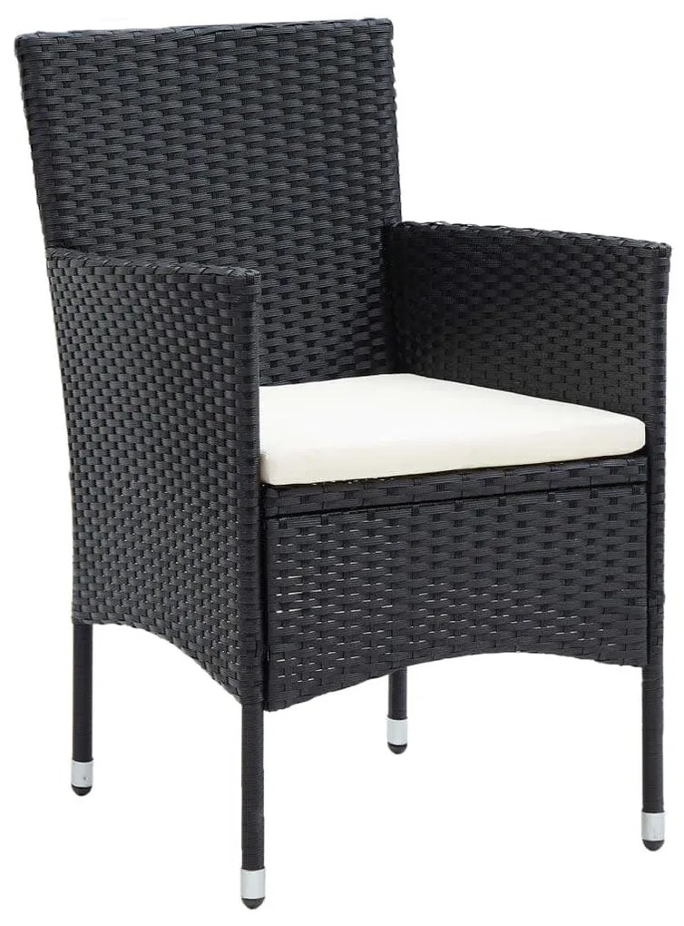 vidaXL 9 részes fekete polyrattan kerti étkezőgarnitúra párnákkal