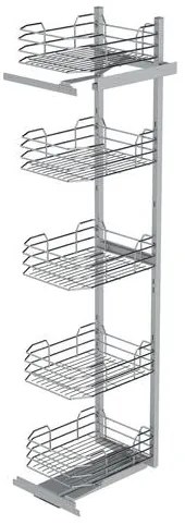 Konyhai fémrács, kamravasalás, 400mm, ezüst szürke, részleges kihúzású, 5 kosár, nyíló ajtóhoz Greem Line 295