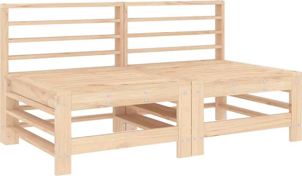 vidaXL 2 db tömör fenyőfa kerti középső kanapé