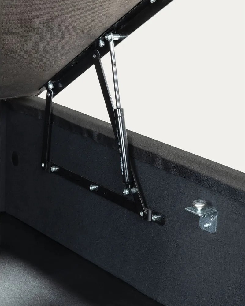 Fekete kárpitozott ágyneműtartós-ágytámla nélkül franciaágy 140x190 cm Matters – Kave Home