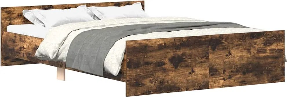 vidaXL füstös tölgy színű ágykeret fej- és lábtámlával 120 x 200 cm