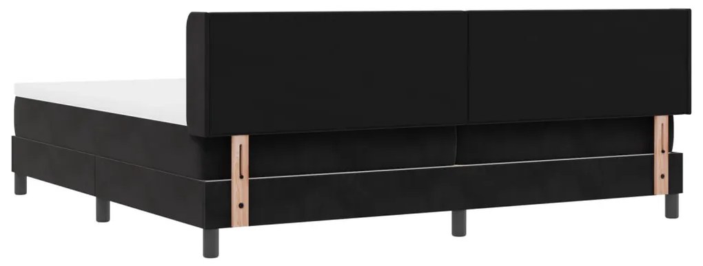 Boxspring Ágy Mattal Fekete 200x200 cm Bársonyos