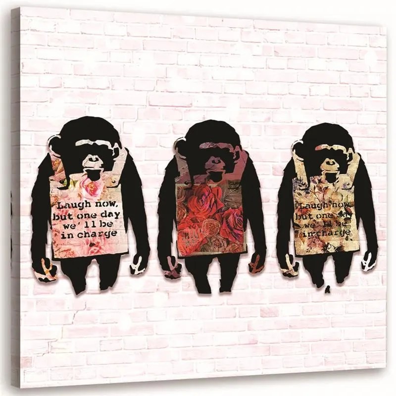 Gario Vászonkép Banksy 3 majom Méret: 50 x 50 cm