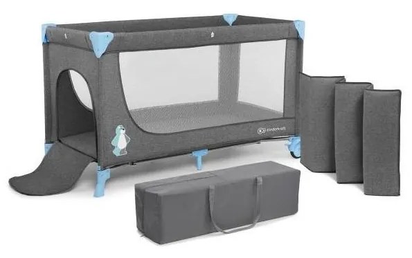 KINDERKRAFT JOY utazóágy szürke-kék színben