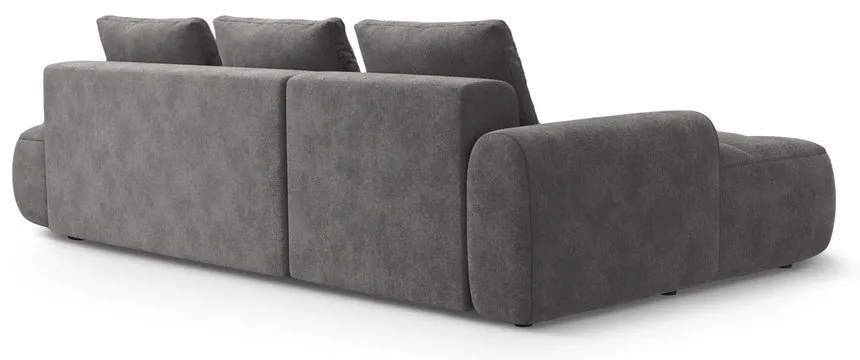 Szürke bársony kinyitható-tárolóhelyes sarokkanapé (bal oldali-heverő résszel) Linz – Cosmopolitan Design