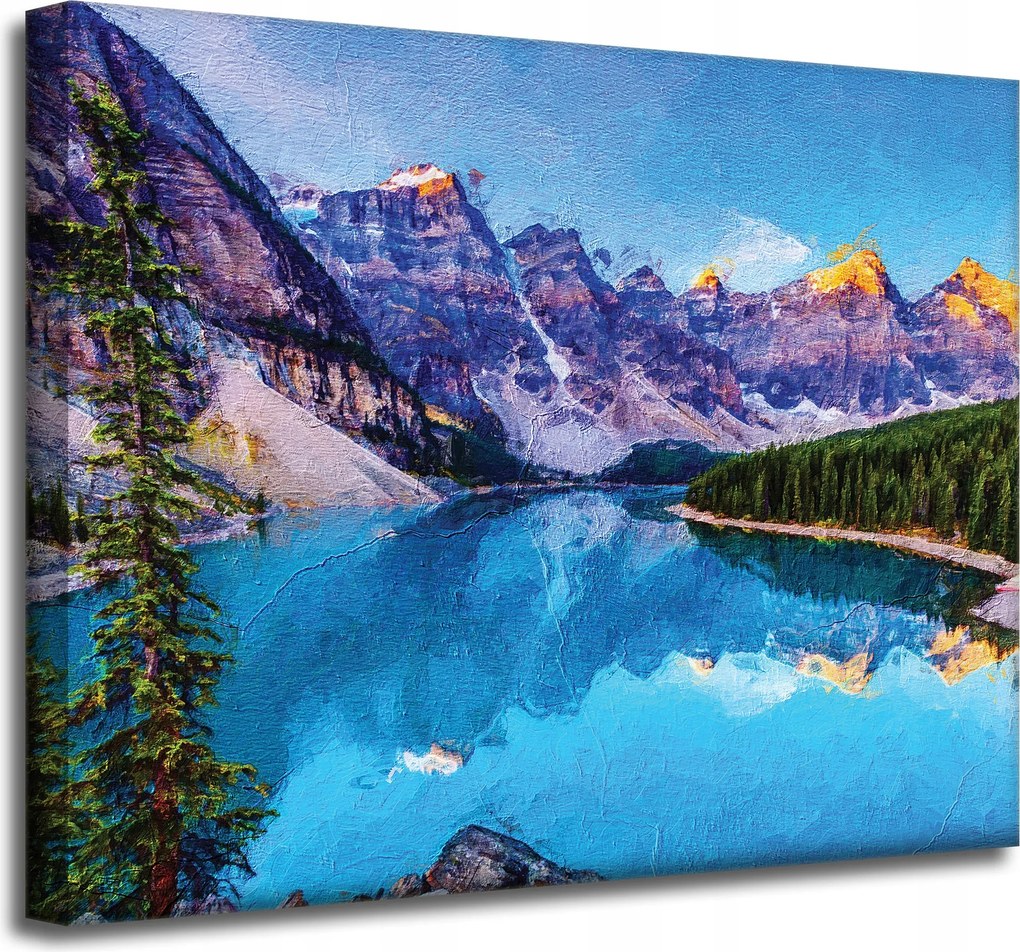 Vászonkép Folyó Hegyek Természet Erdők 50x40 cm Ideális ajándék