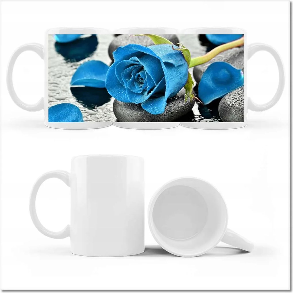 Fényképes bögre Kék rózsa kövek