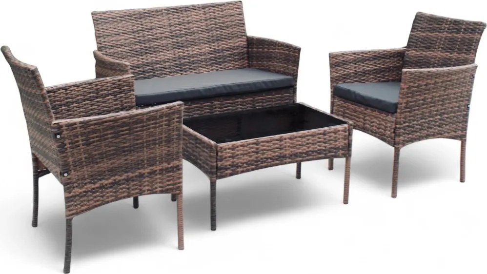 Elegáns rattan kerti kanapé szett asztallal