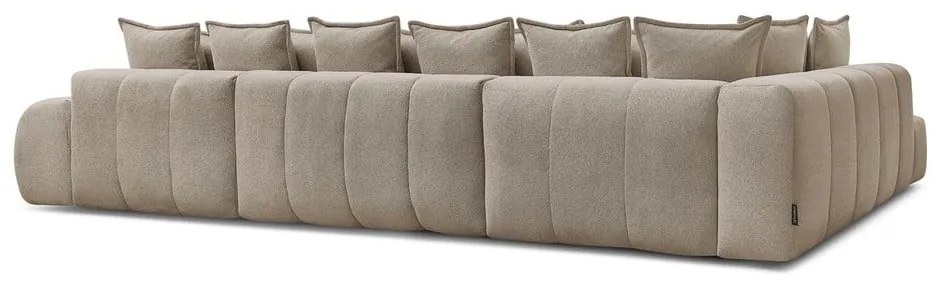 Szürkésbarna zsenília kinyitható-tárolóhelyes sarokkanapé (bal oldali-U alakú) Everest – Bobochic Paris