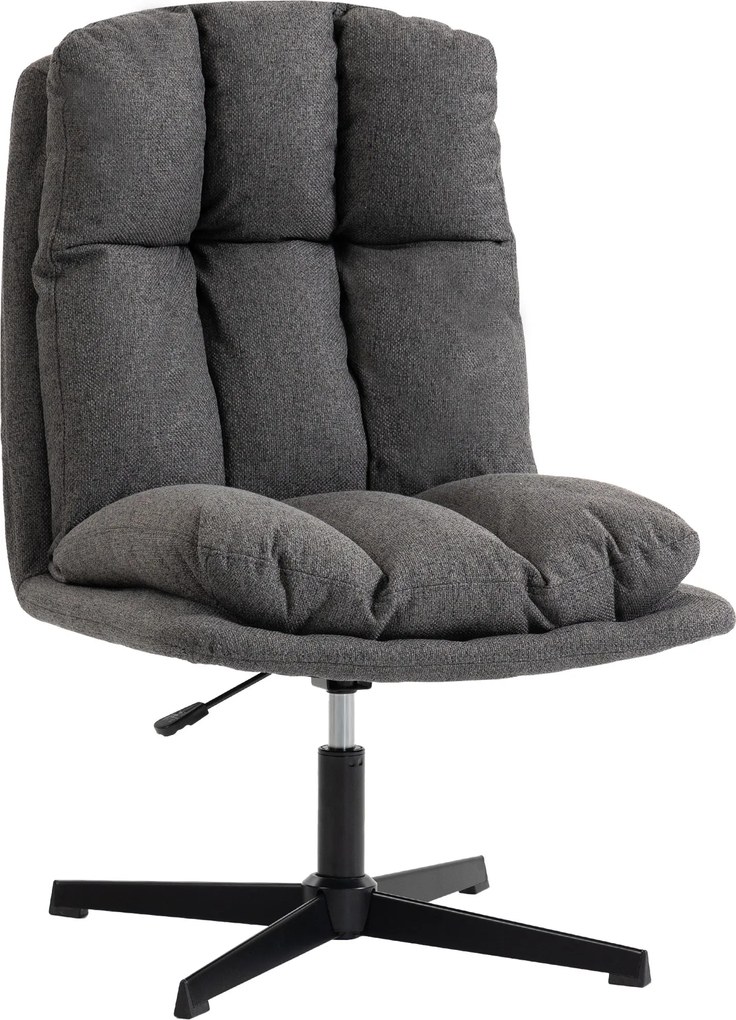 HOMCOM forgatható, magasságban állítható lounge fotel széles ülőfelülettel — párnázott lenhatású díszfotel fém lábakkal, kar nélküli olvasófotel, söté