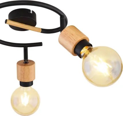 Globo 54031-3 Spotlámpa fém matt fekete váz, fa betéttel kombinálva. Ø:405, H:160, fényforrás nélkül 3xE27 40W 230V