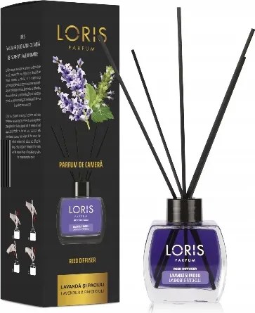 Loris Illatdiffúzor Levendula Pacsuli Illat Otthonra Párologtató Pálcikákkal 120ml.