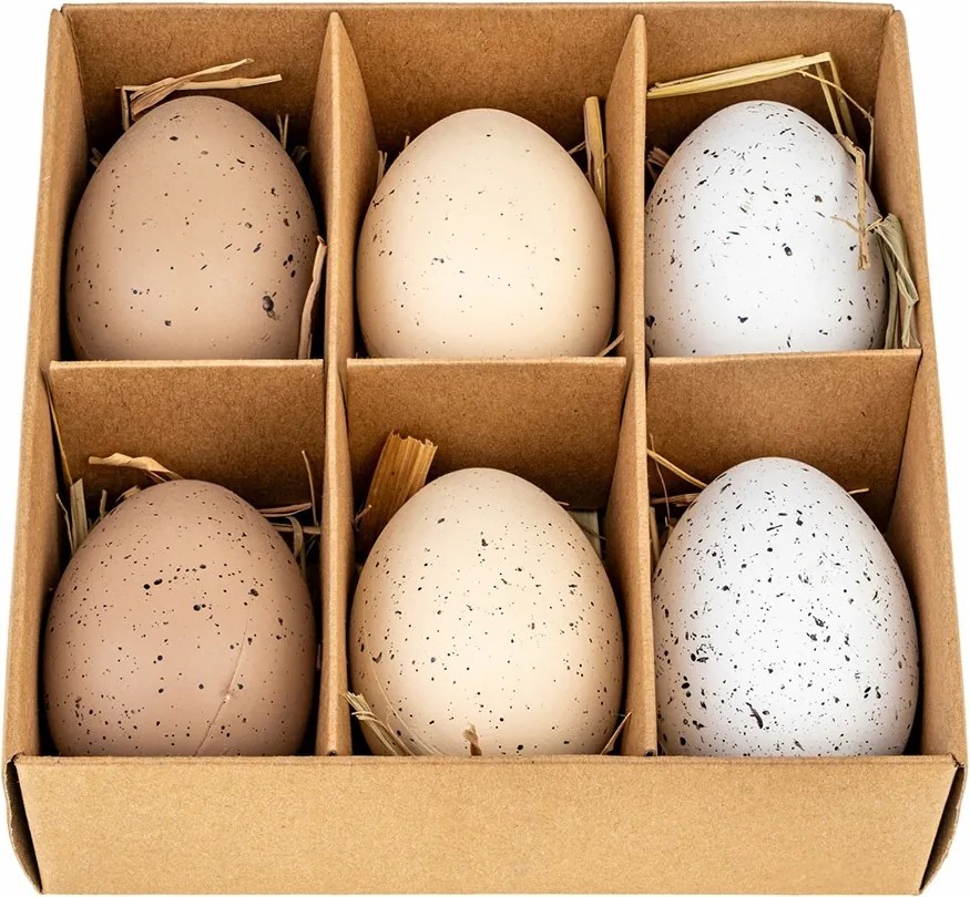 Műanyag Tojás natúr 6 cm 6 db húsvéti tojás