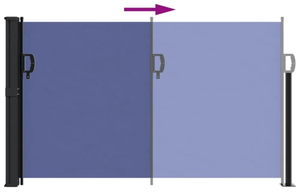 kék behúzható oldalsó napellenző 120 x 600 cm