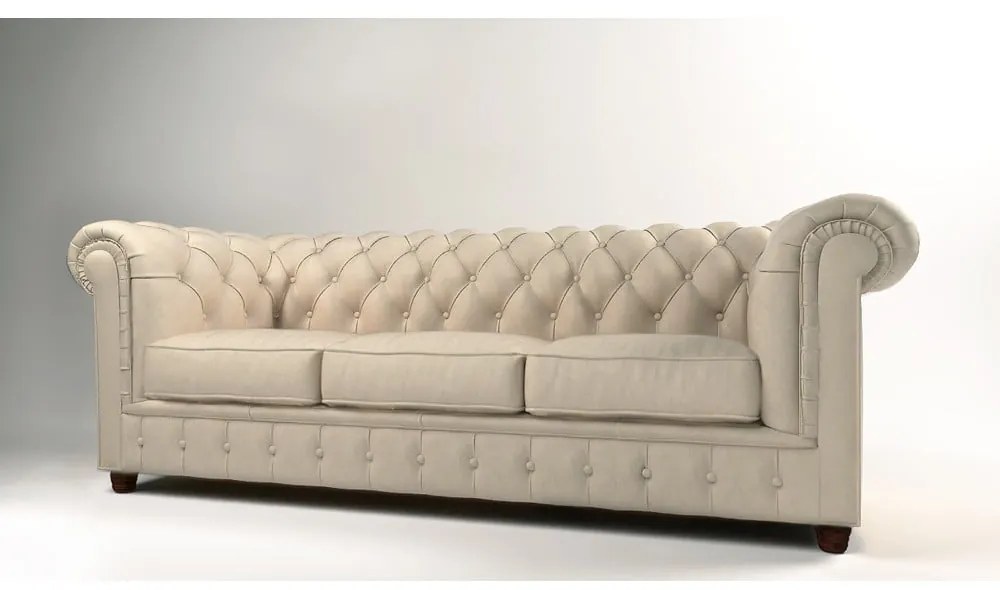 Krémszínű bársony kanapé 230 cm Cambridge – Ropez