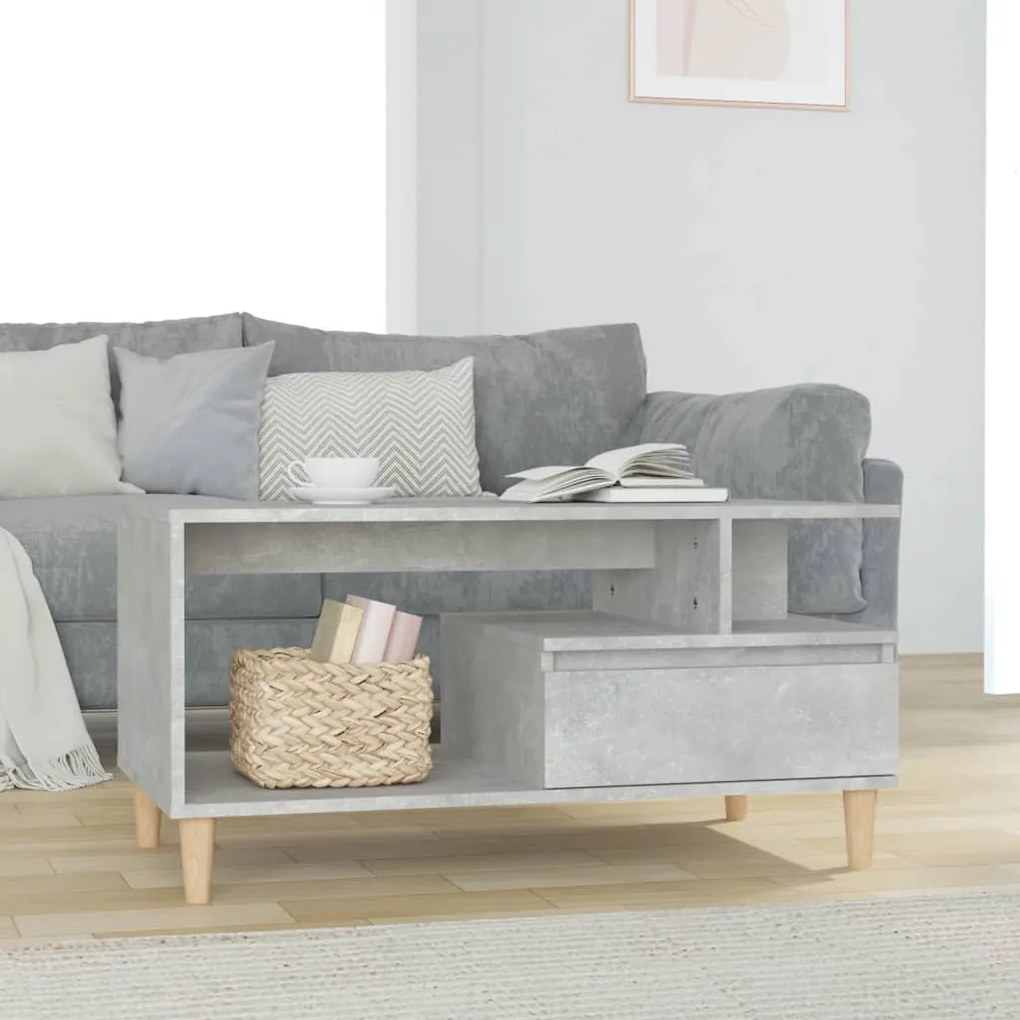 Betonszürke szerelt fa dohányzóasztal 90x49x45 cm