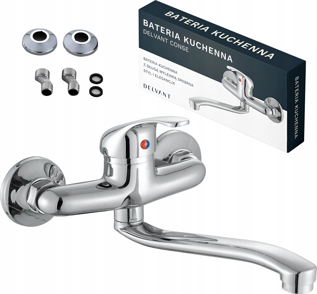 Konyhai Csaptelep Fali Csaptelep Mosogató Hosszú Kifolyócső Delvant Conse Króm