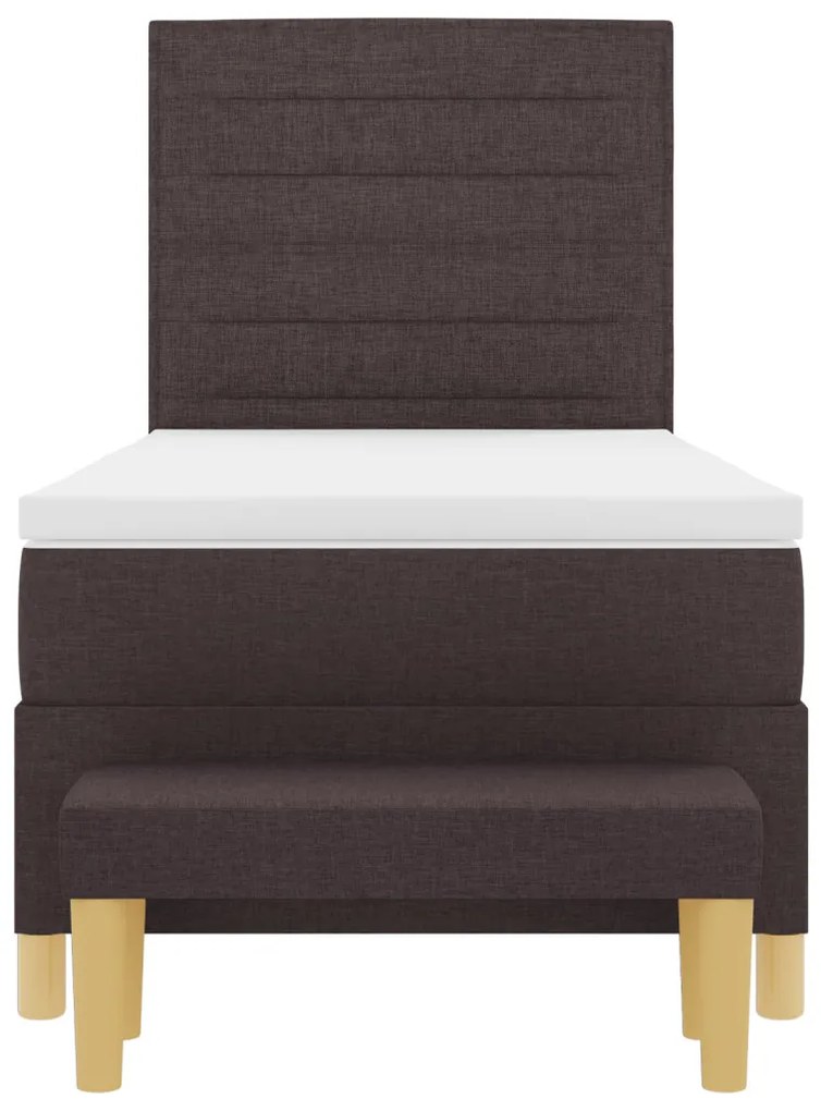 Boxspring Ágy Matracokkal és Padokkal Sötét Barna 90x200 cm Szövet
