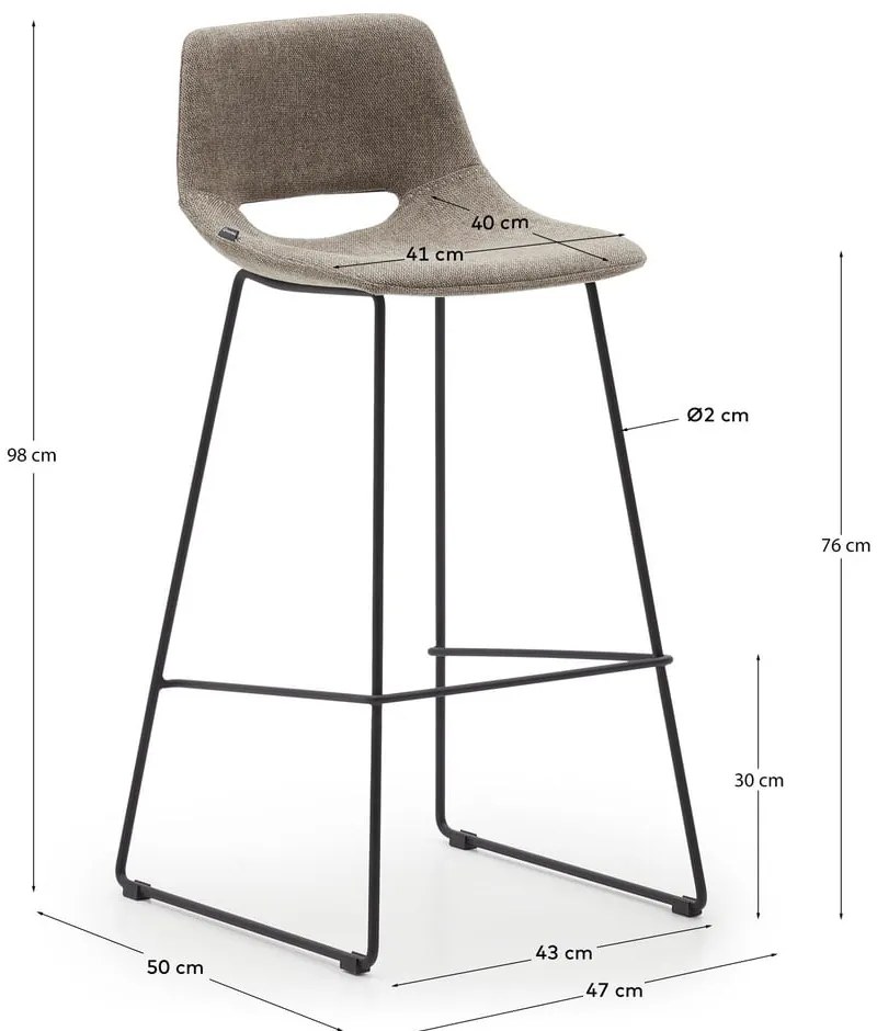 Világosbarna bárszék (ülésmagasság 76 cm) Zahara – Kave Home