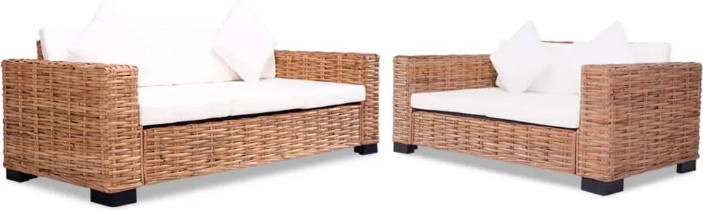 vidaXL 15 részes természetes rattan kanapészett