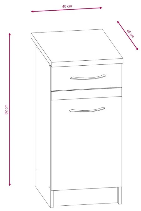 LIVIA LV-10/D 40 cm. Element dulap de bucătărie.