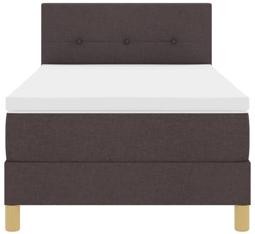 Boxspring ágy matraccal és LED fénnyel sötétbarna 80x200 cm szövet