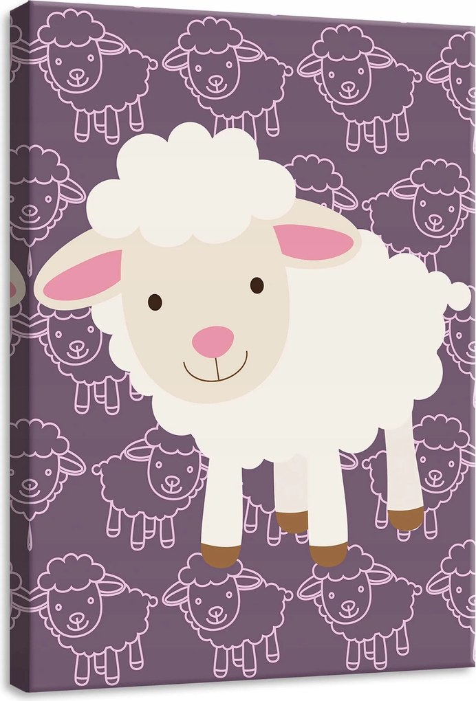 Vászonkép 50x70 Bárány rajzfilm vidám egyszerű minta élénk színek gyermekművészet