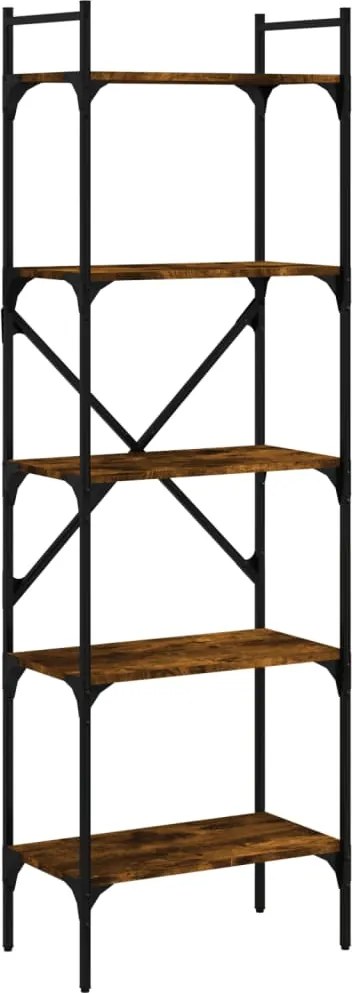 vidaXL 5 szintes füstös tölgy színű fa könyvespolc 56 x 31,5 x 174 cm
