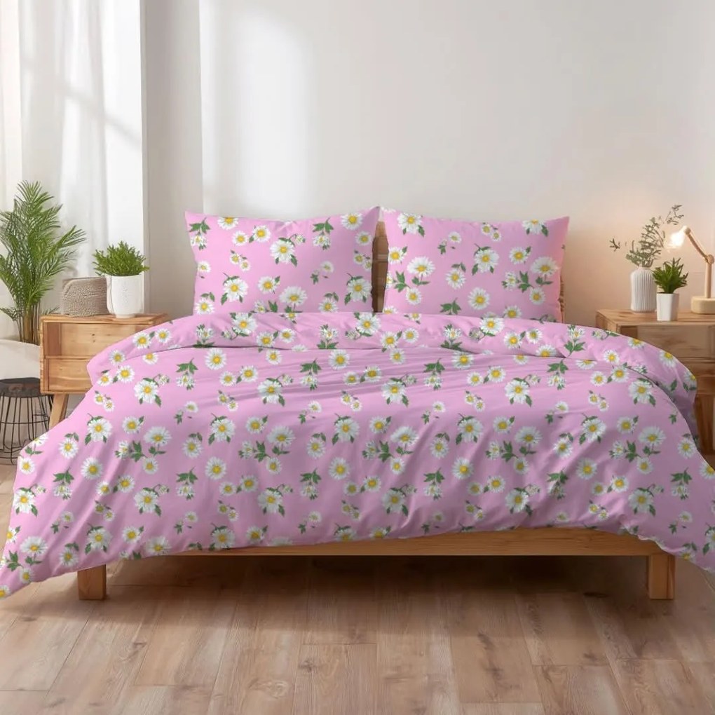Margarets krepp rózsaszín ágyneműhuzat TiaHome - 1x Párna 90x70cm, 1x Paplan 140x200cm