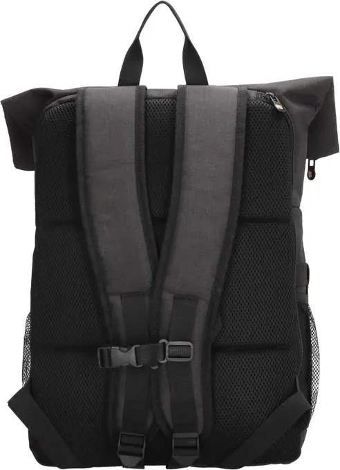 Fekete nagy roll top iskolai hátizsák „Back to school”