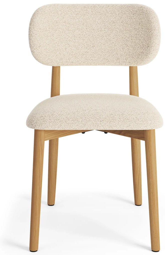 MAZZONI EXPORT ALMO Krémszínű (Monza 90 szövet)/lakkozott tölgyfa váz - RETRO BOUCLÉ FA SZÉK NAPPALIBA ÉTKEZŐBE KONYHÁBA